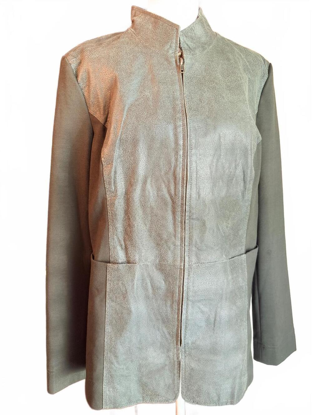 Olive Green leather and knit jacket XL